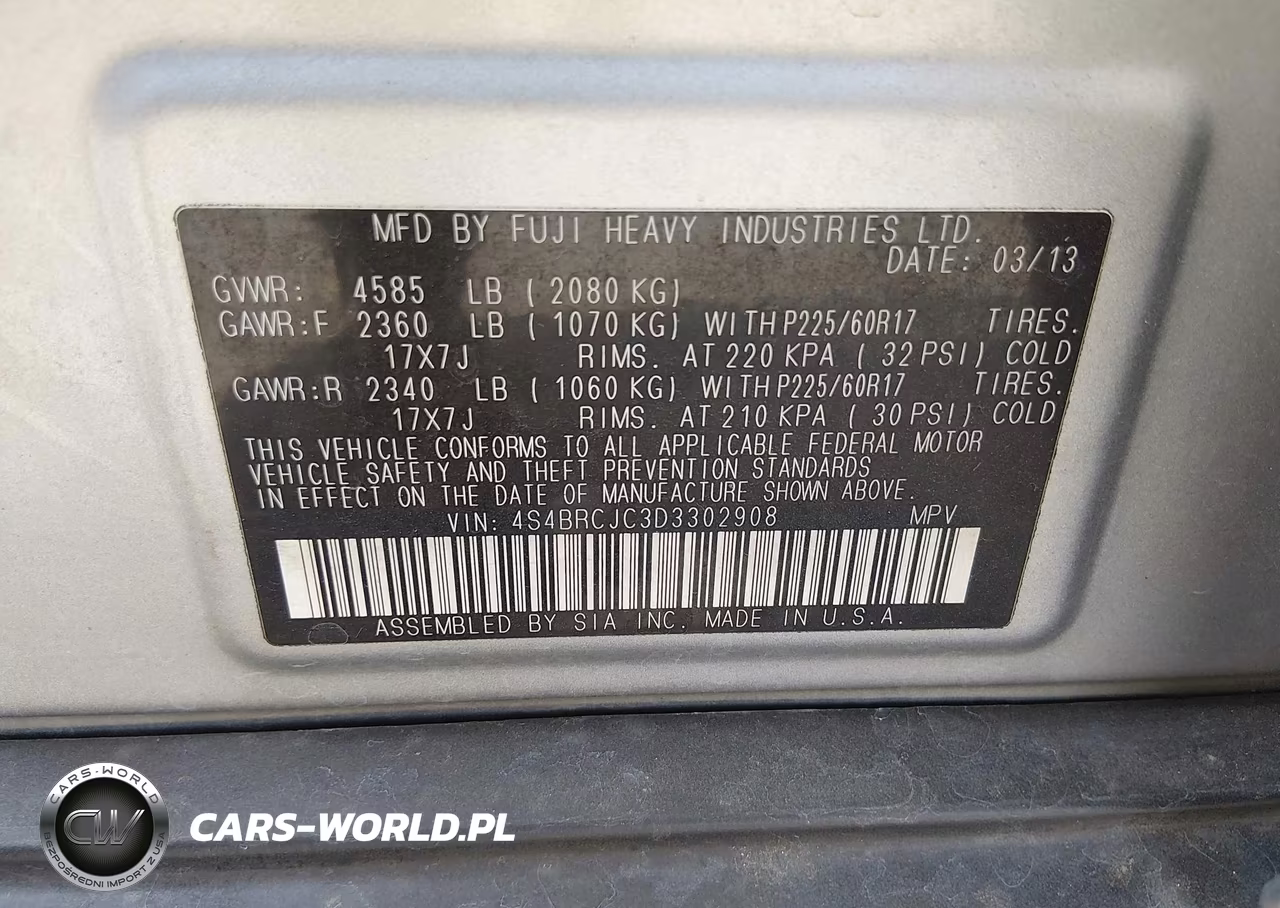 2013 Subaru Outback 2.5I Limited VIN:4S4BRCJC3D3302908 - 9