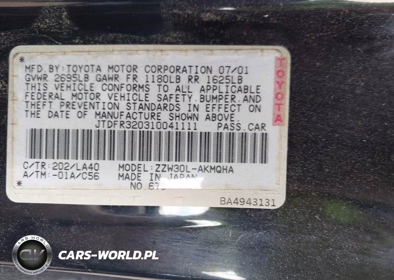 2001 Toyota Mr2 Spyder VIN:JTDFR320310041111 - 9