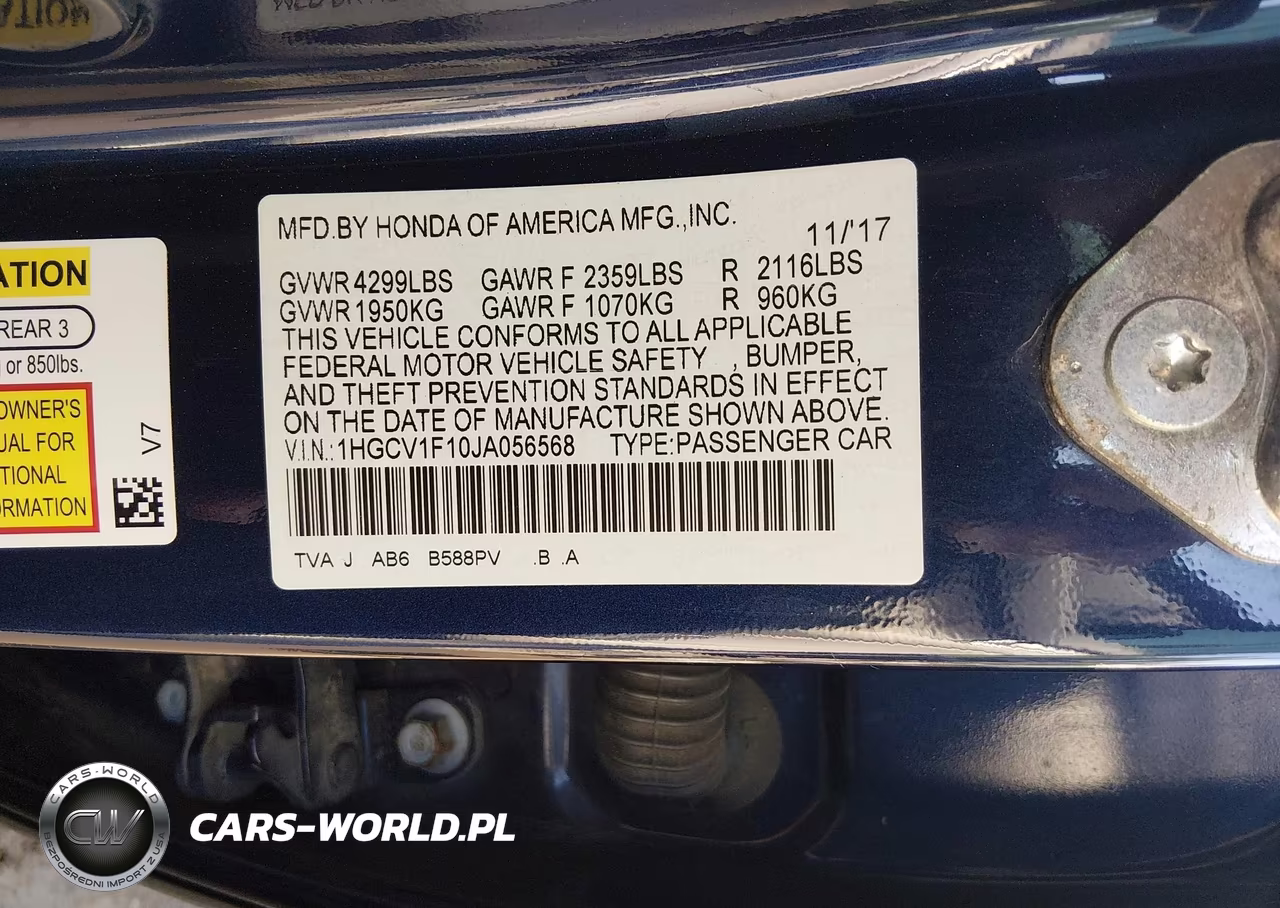 2018 Honda Accord Lx VIN:1HGCV1F10JA056568 - 9