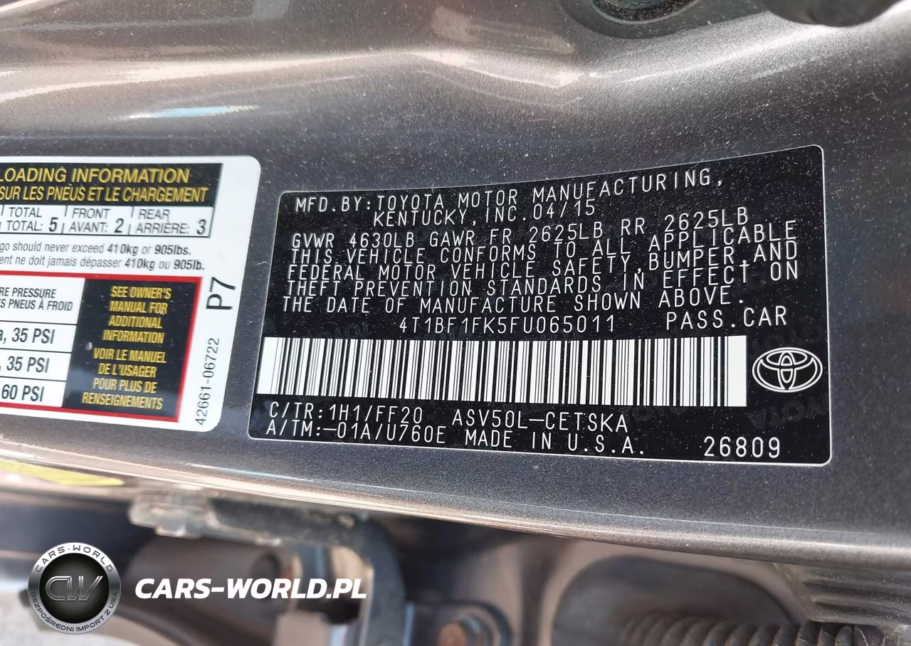 2015 Toyota Camry Se VIN:4T1BF1FK5FU065011 - 6