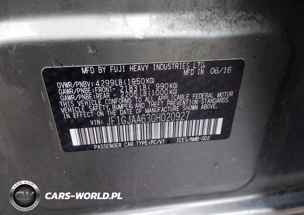 2016 Subaru Impreza 2.0I VIN:JF1GJAA63GH020927 - 9