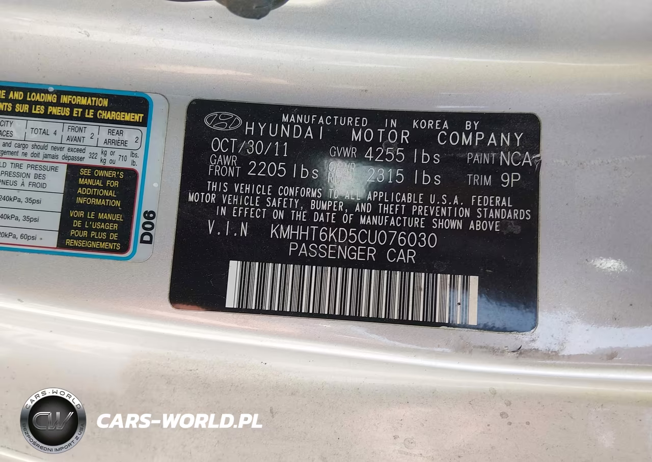 2012 Hyundai Genesis 2.0T VIN:KMHHT6KD5CU076030 - 9