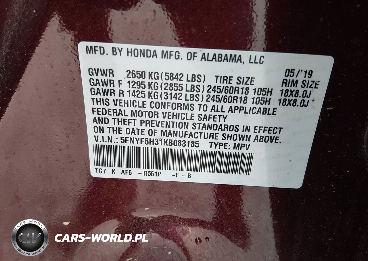 2019 Honda Pilot Ex VIN:5FNYF6H31KB083185 - 9