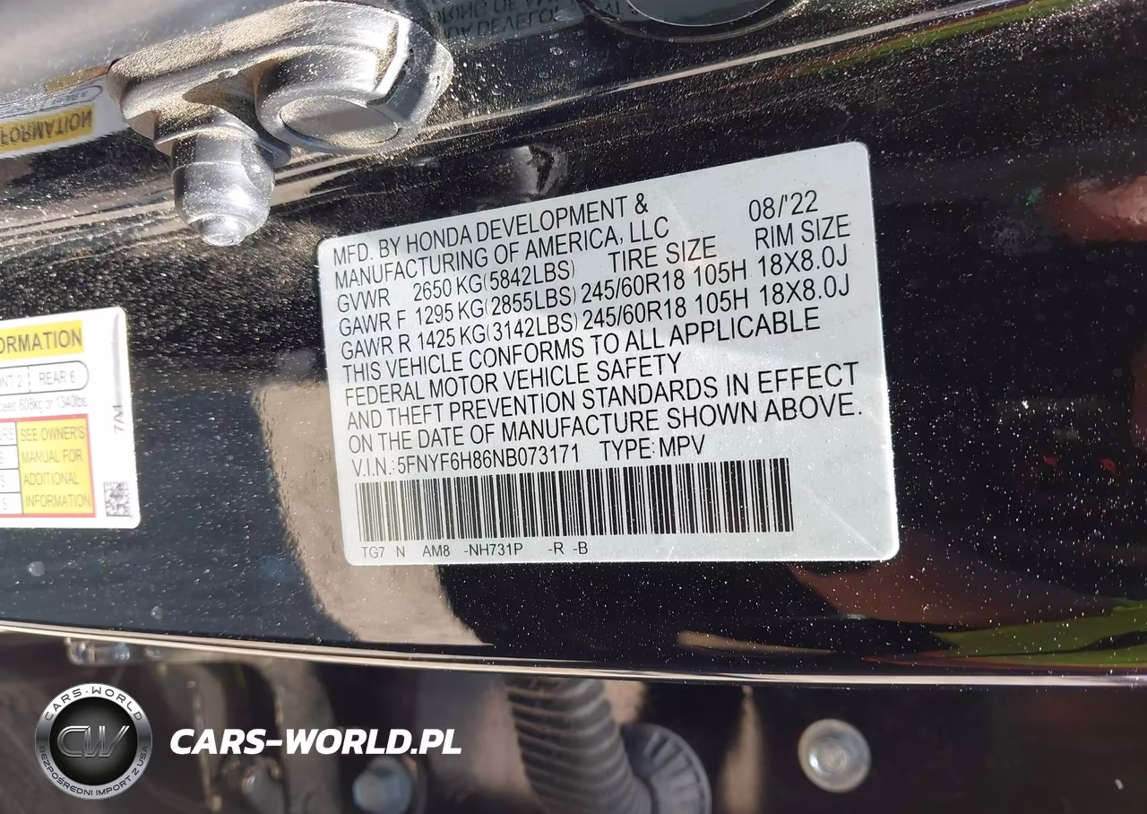 2022 Honda Pilot Awd Trailsport VIN:5FNYF6H86NB073171 - 9