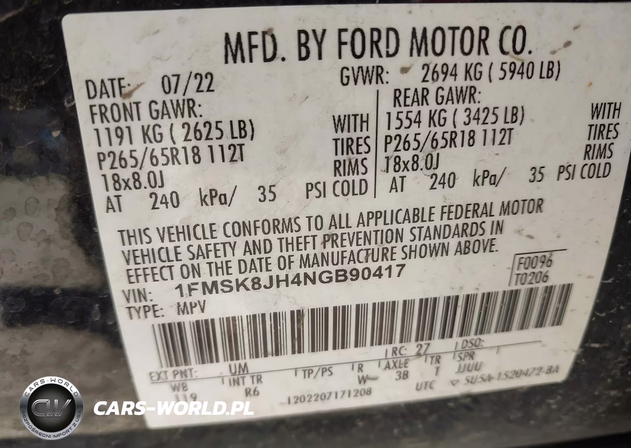 2022 FORD EXPLORER TIMBERLINE VIN:1FMSK8JH4NGB90417 - 9