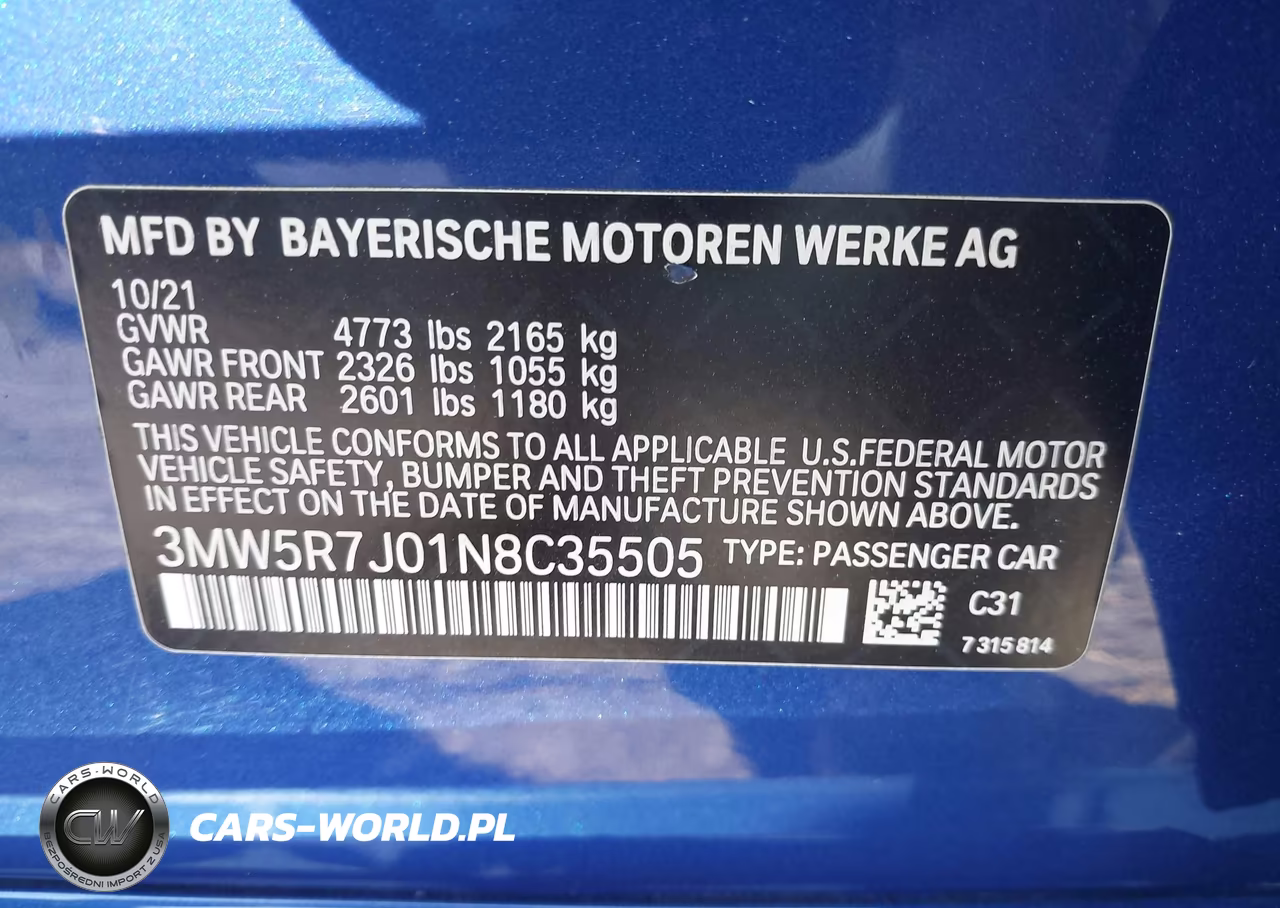 2022 BMW 330I xDrive VIN:3MW5R7J01N8C35505 - 9