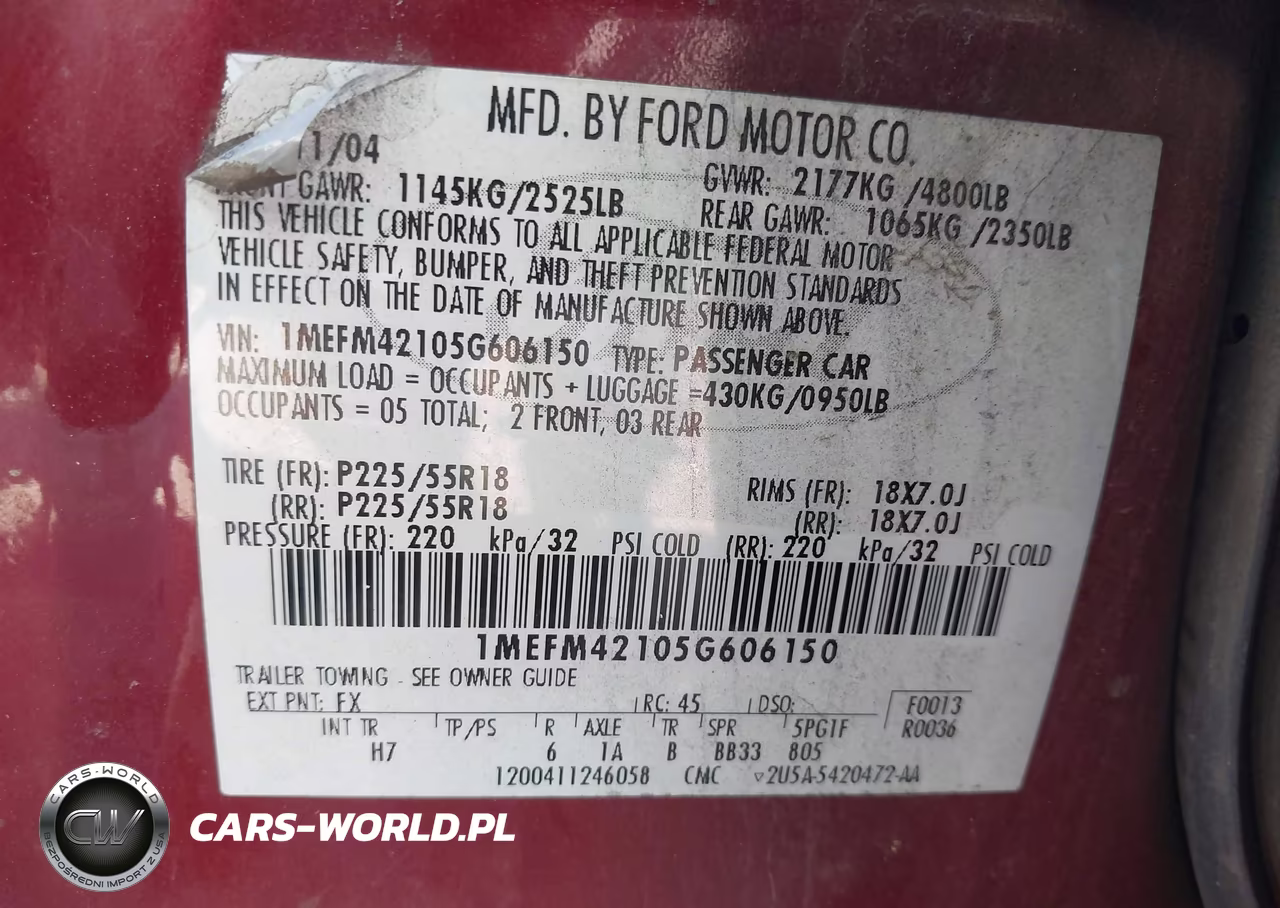 2005 Mercury Montego Premier VIN:1MEFM42105G606150 - 9