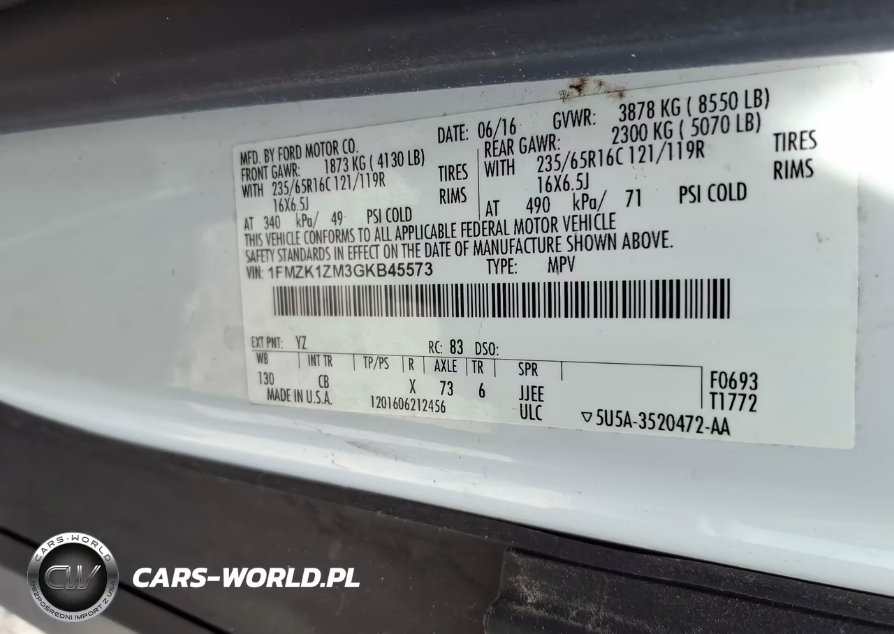 2016 Ford Transit-150 Xl VIN:1FMZK1ZM3GKB45573 - 9