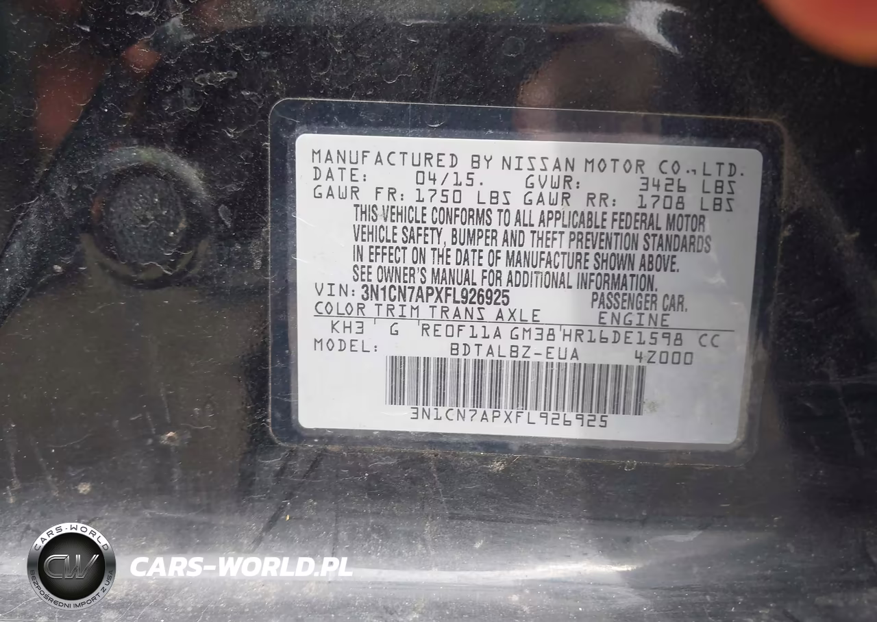 2015 Nissan Versa 1.6 Sv VIN:3N1CN7APXFL926925 - 9
