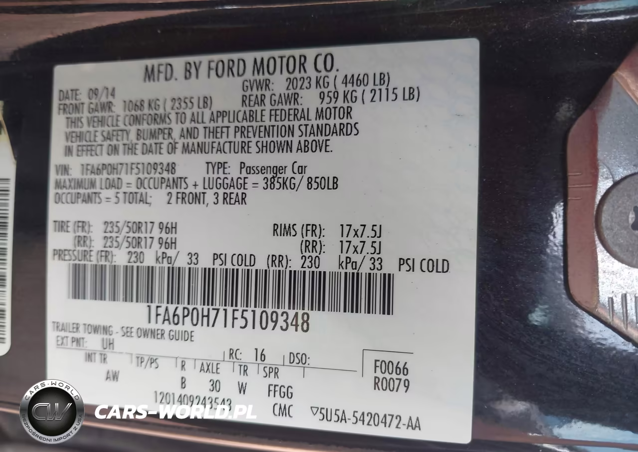 2015 Ford Fusion Se VIN:1FA6P0H71F5109348 - 9