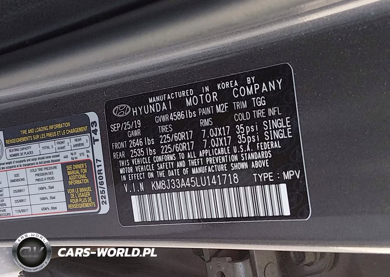 2020 Hyundai Tucson Value VIN:KM8J33A45LU141718 - 9