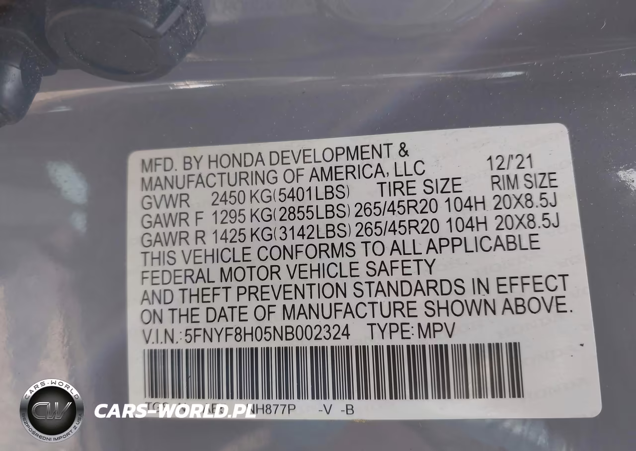 2022 Honda Passport Awd Elite VIN:5FNYF8H05NB002324 - 9