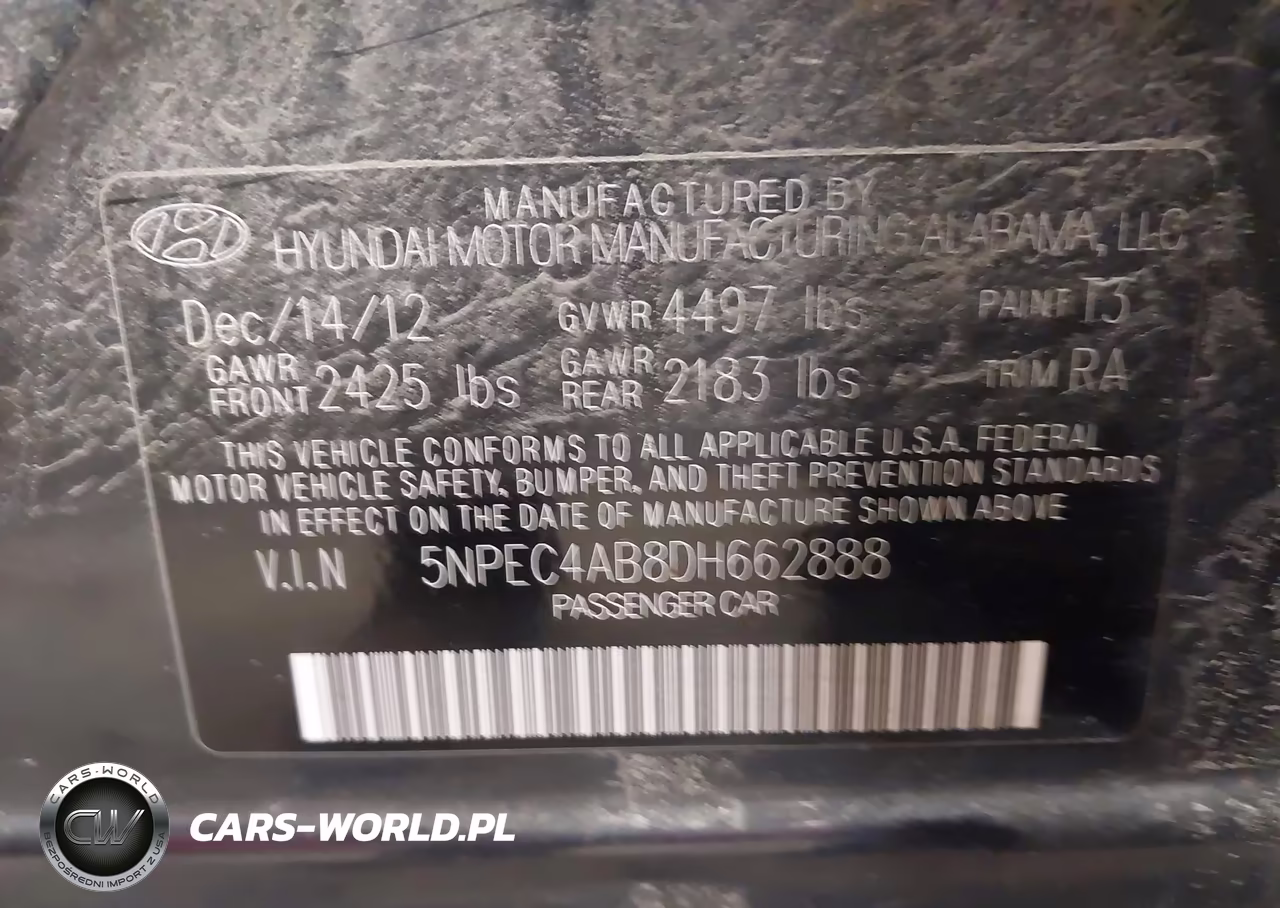 2013 Hyundai Sonata Limited 2.0T VIN:5NPEC4AB8DH662888 - 9