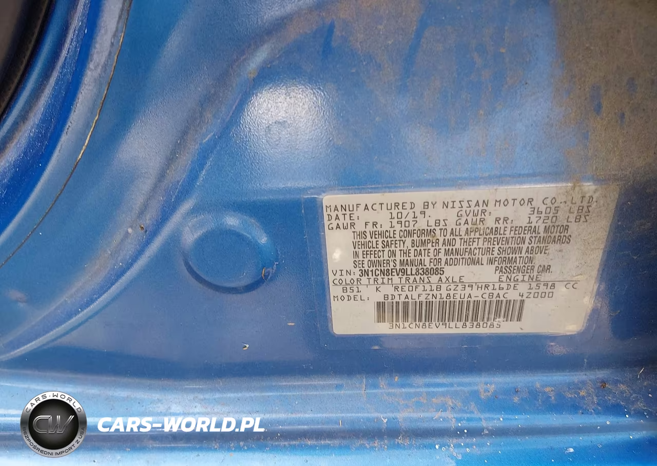 2020 Nissan Versa Sv Xtronic Cvt VIN:3N1CN8EV9LL838085 - 9
