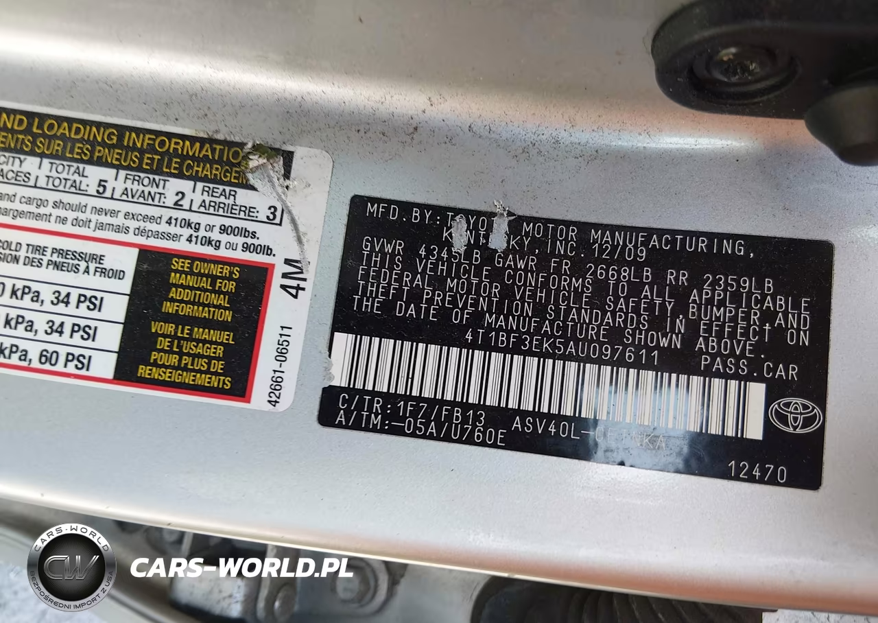 2010 Toyota Camry Le VIN:4T1BF3EK5AU097611 - 9