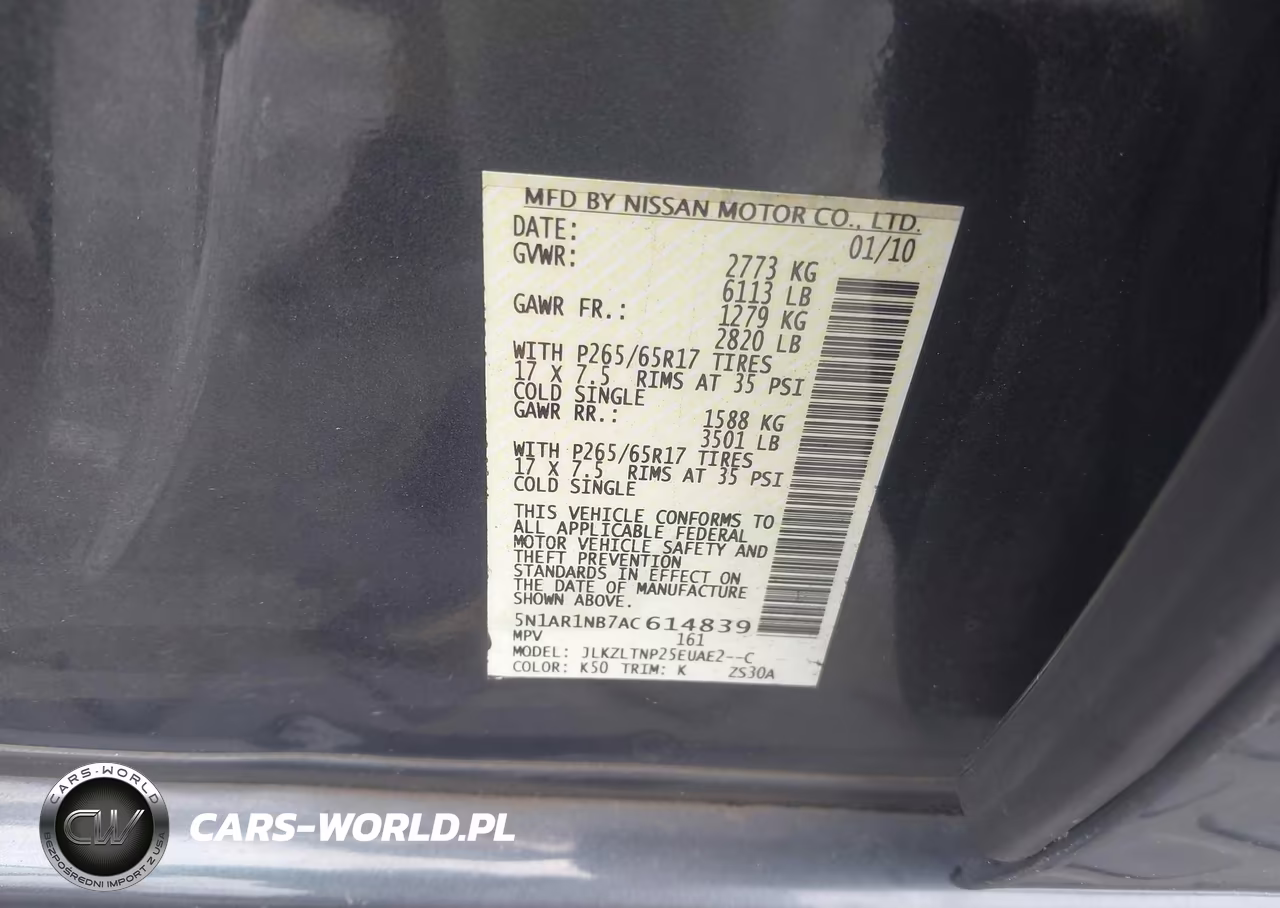2010 Nissan Pathfinder Se VIN:5N1AR1NB7AC614839 - 9