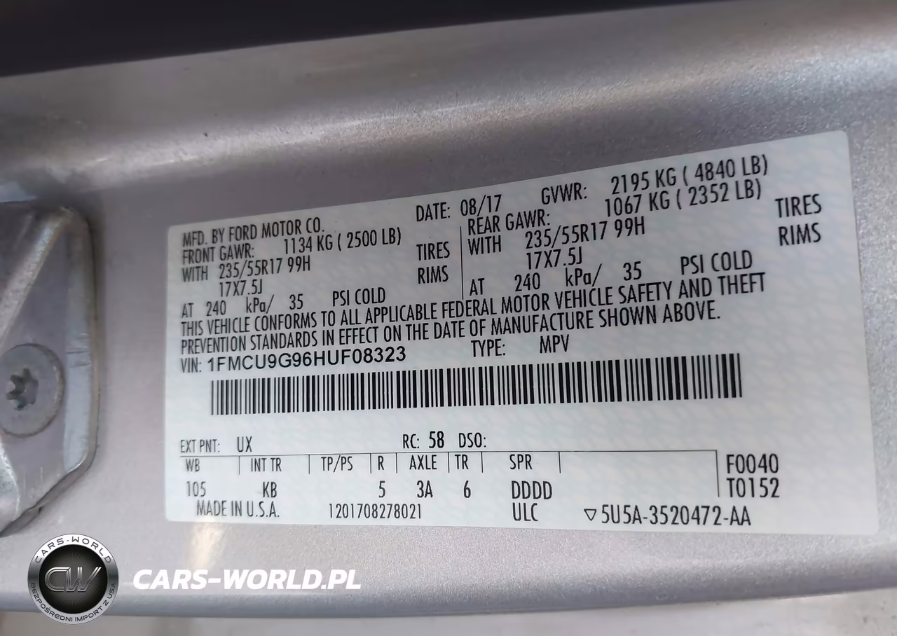 2017 Ford Escape Se VIN:1FMCU9G96HUF08323 - 9
