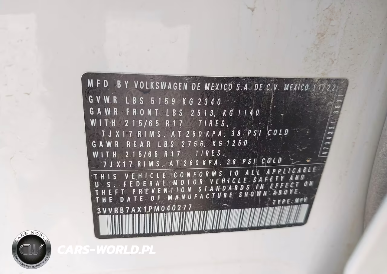 2023 Volkswagen Tiguan 2.0T S VIN:3VVRB7AX1PM040277 - 9