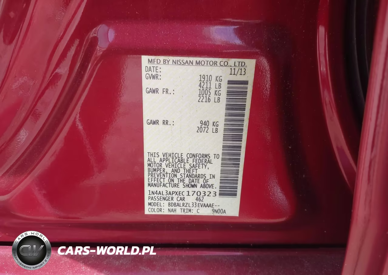 2014 Nissan Altima 2.5 S VIN:1N4AL3APXEC170323 - 9