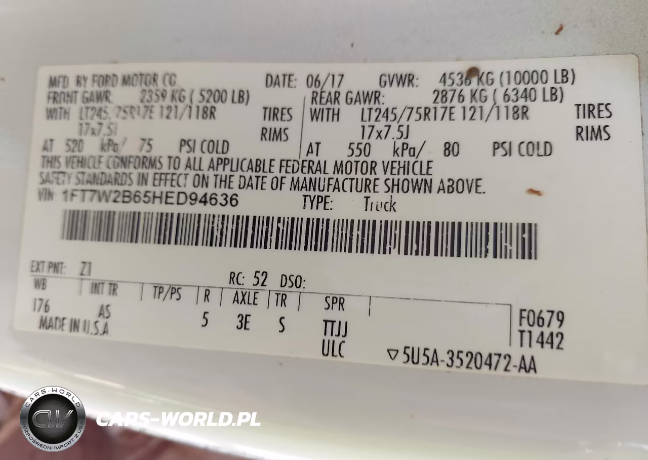 2017 Ford F-250 Xl VIN:1FT7W2B65HED94636 - 9