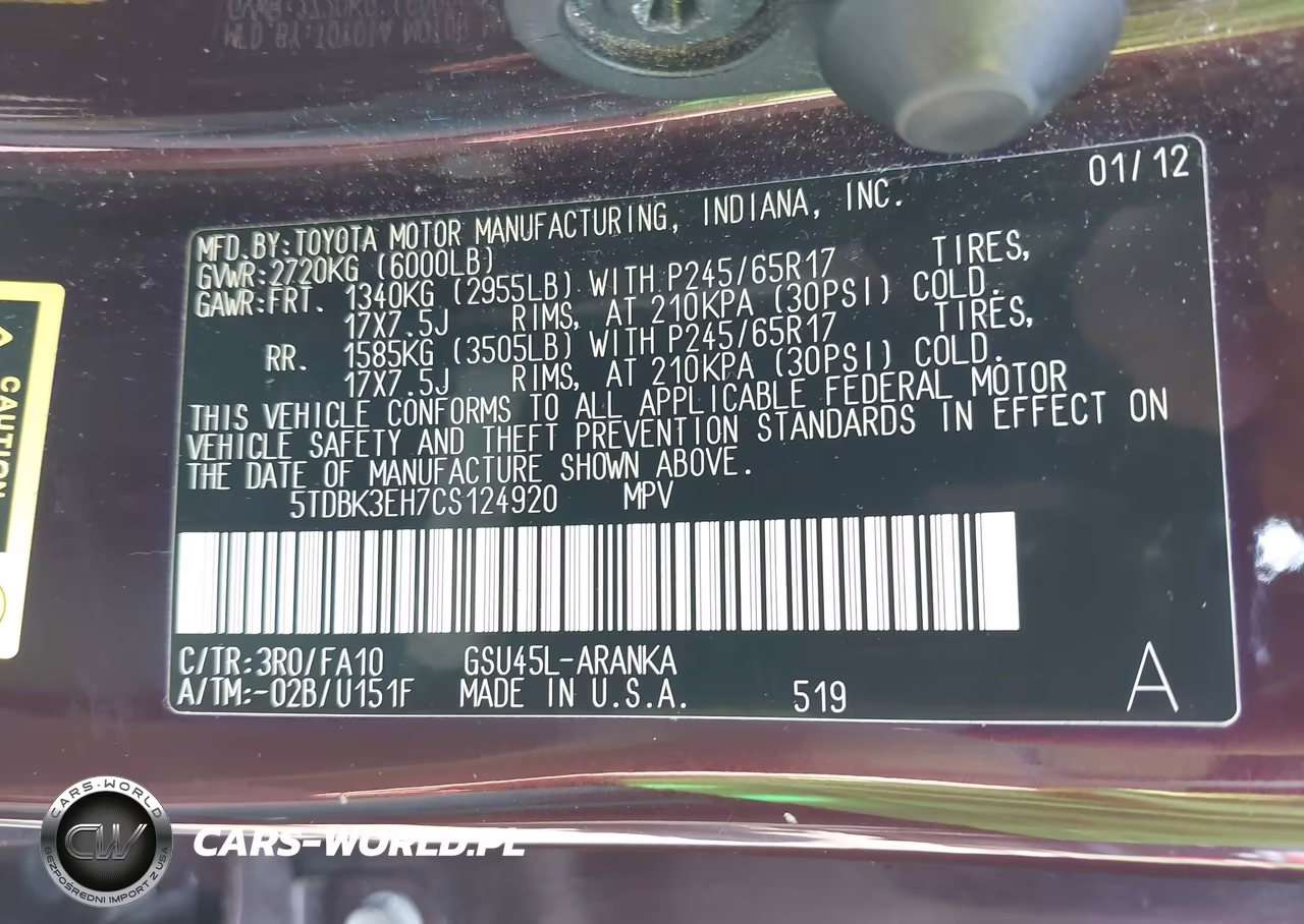 2012 Toyota Highlander Se VIN:5TDBK3EH7CS124920 - 9