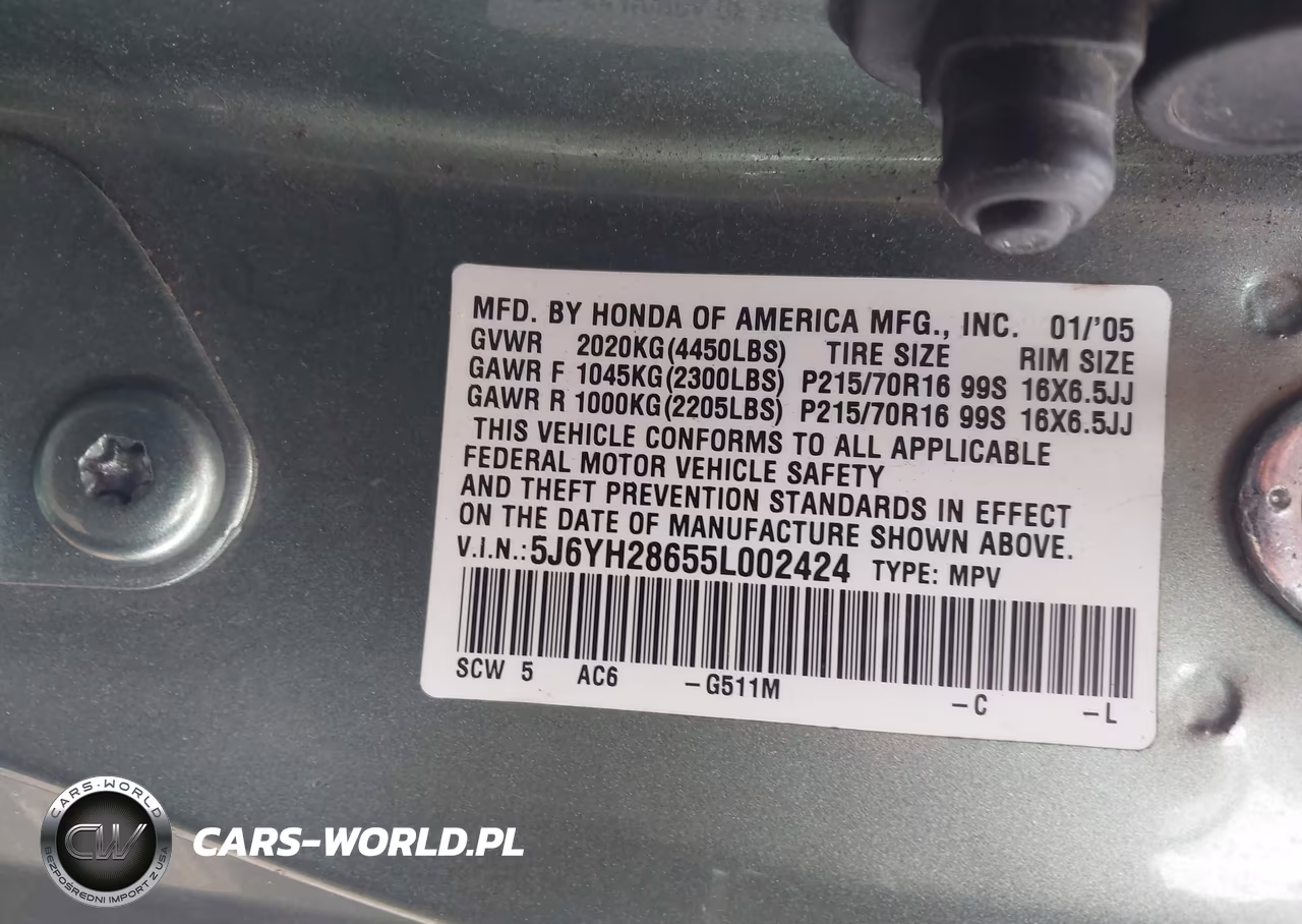 2005 Honda Element Ex VIN:5J6YH28655L002424 - 9