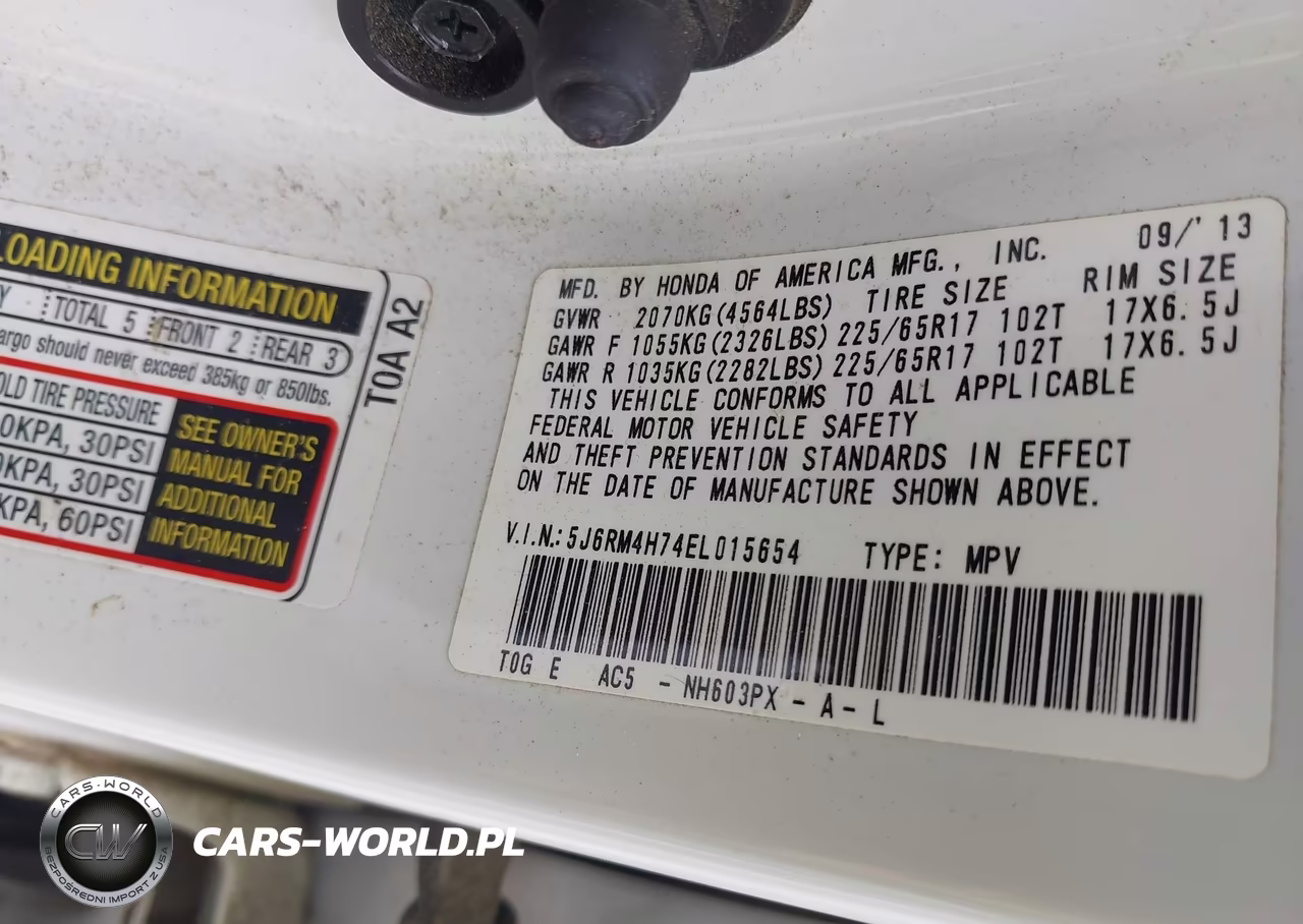 2014 Honda Cr-V Ex-L VIN:5J6RM4H74EL015654 - 9