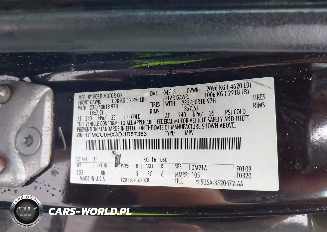 2013 Ford Escape Sel VIN:1FMCU0HX3DUD57363 - 9