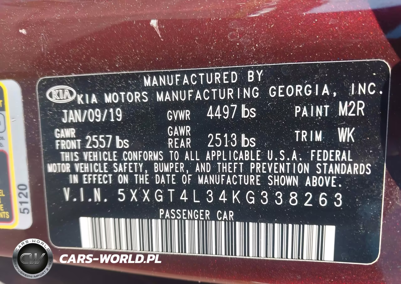 2019 Kia Optima Lx VIN:5XXGT4L34KG338263 - 9