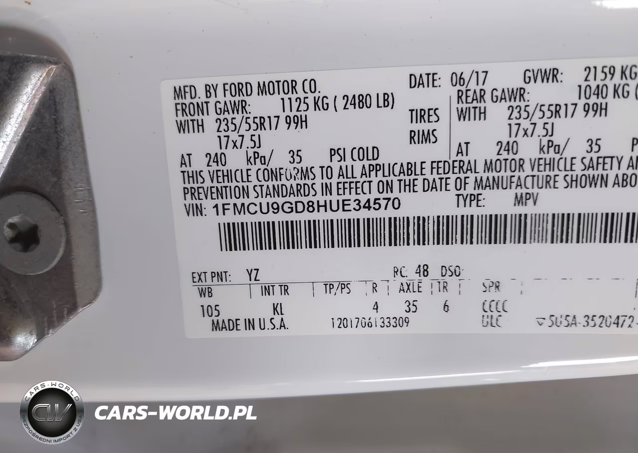 2017 Ford Escape Se VIN:1FMCU9GD8HUE34570 - 9