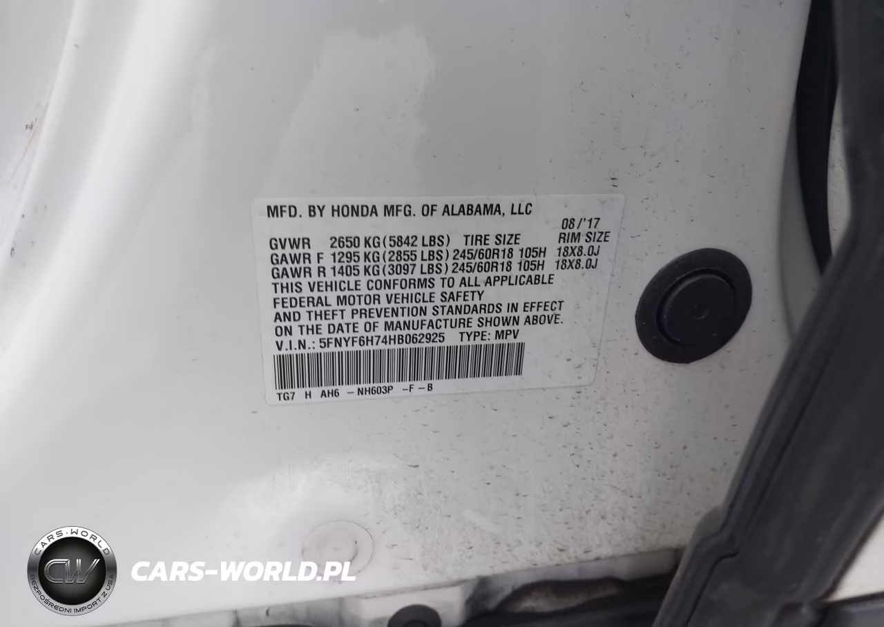 2017 Honda Pilot Ex-L VIN:5FNYF6H74HB062925 - 9