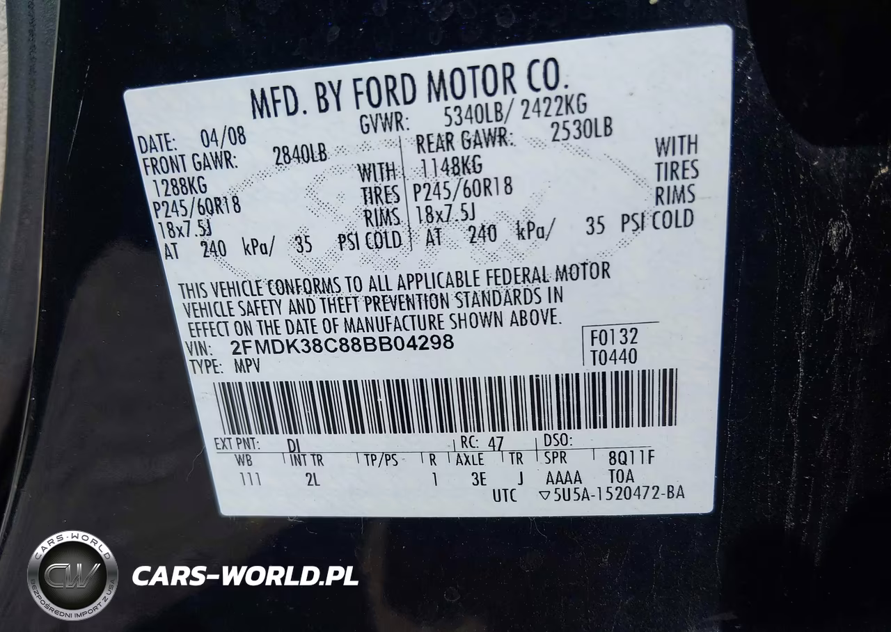 2008 Ford Edge Sel VIN:2FMDK38C88BB04298 - 9
