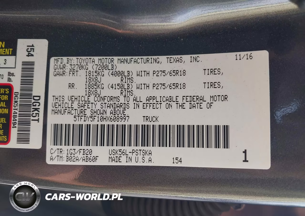 2017 Toyota Tundra Sr5 5.7L V8 VIN:5TFDY5F10HX608997 - 9