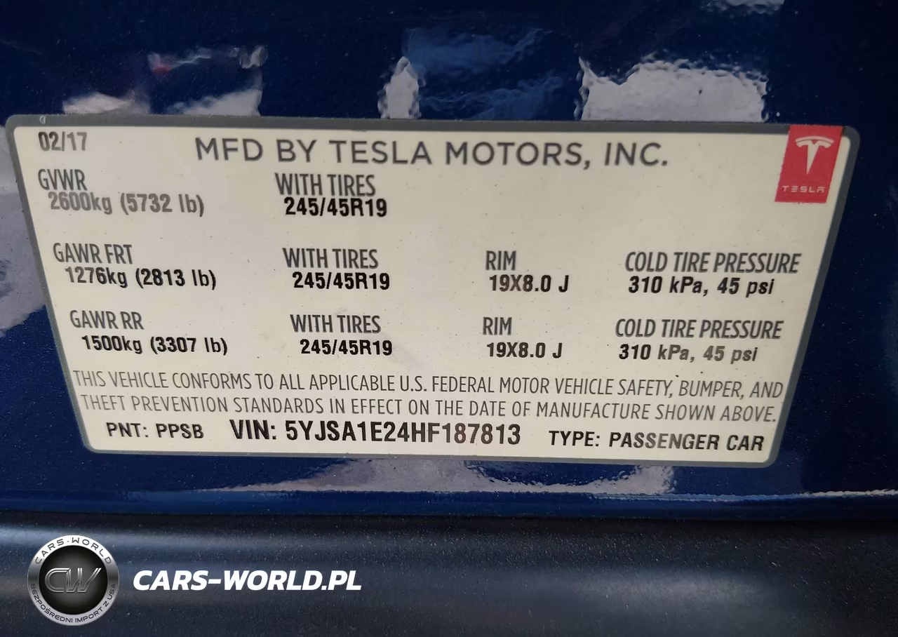 2017 Tesla Model S 100D-60D-75D-90D-P100D VIN:5YJSA1E24HF187813 - 9