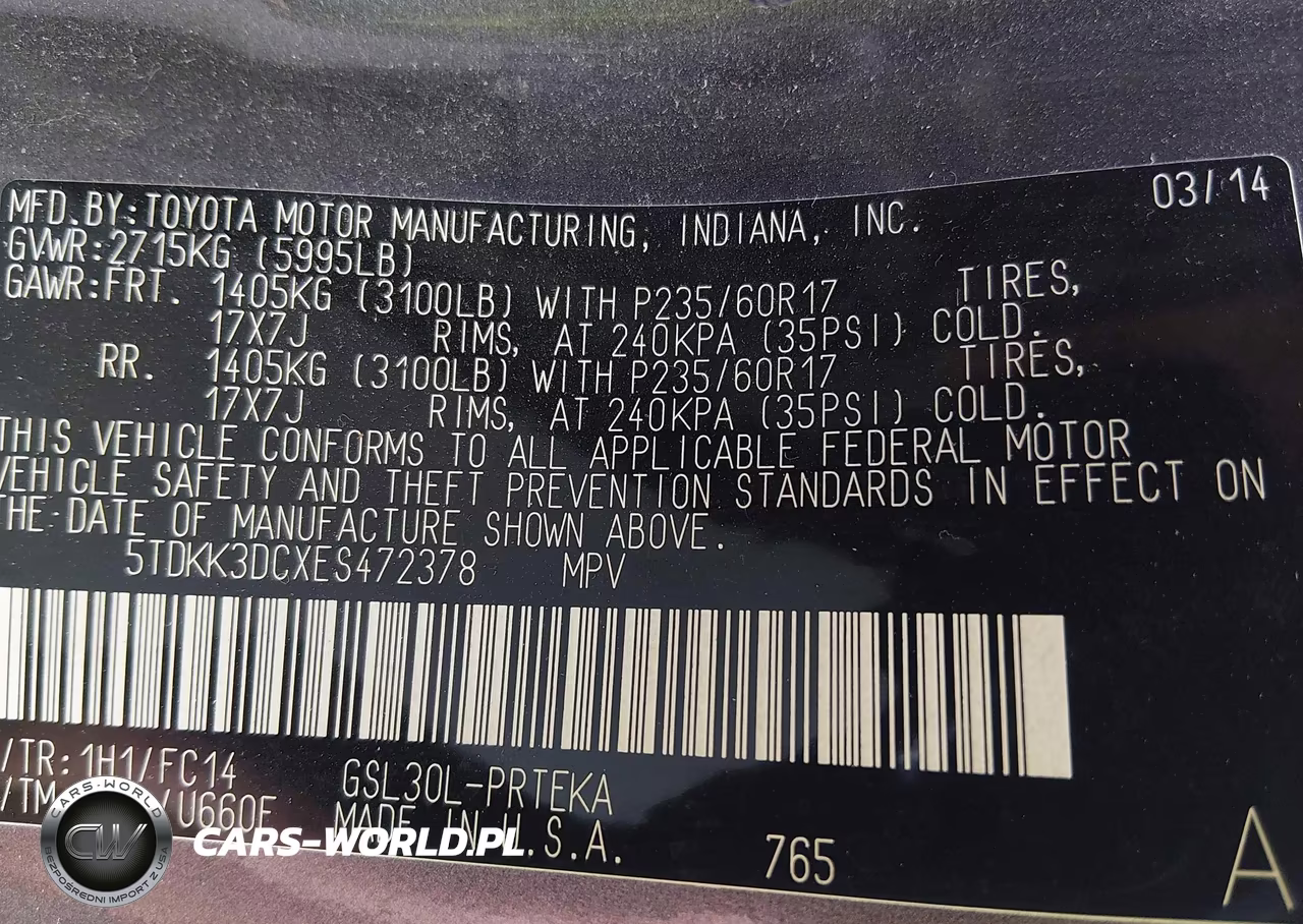 2014 Toyota Sienna Le V6 8 Passenger VIN:5TDKK3DCXES472378 - 9