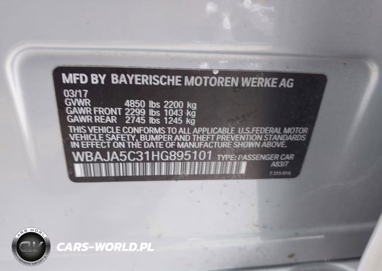 2017 BMW 530I VIN:WBAJA5C31HG895101 - 9