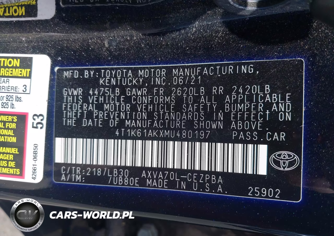 2021 Toyota Camry Xse VIN:4T1K61AKXMU480197 - 9
