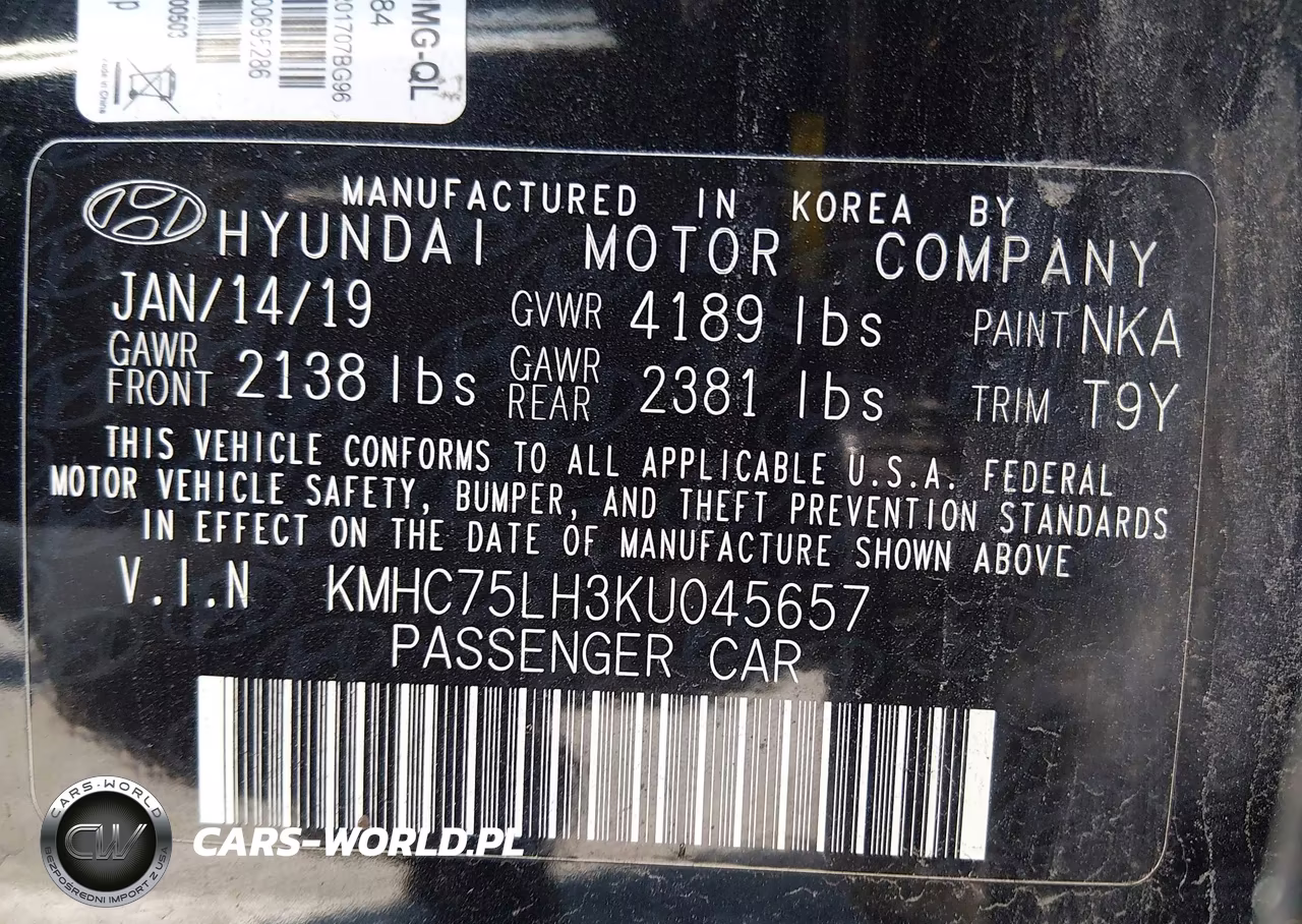 2019 Hyundai Ioniq Electric VIN:KMHC75LH3KU045657 - 9