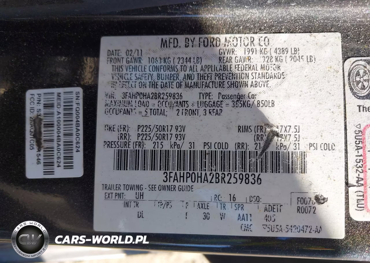 2011 Ford Fusion Se VIN:3FAHP0HA2BR259836 - 9