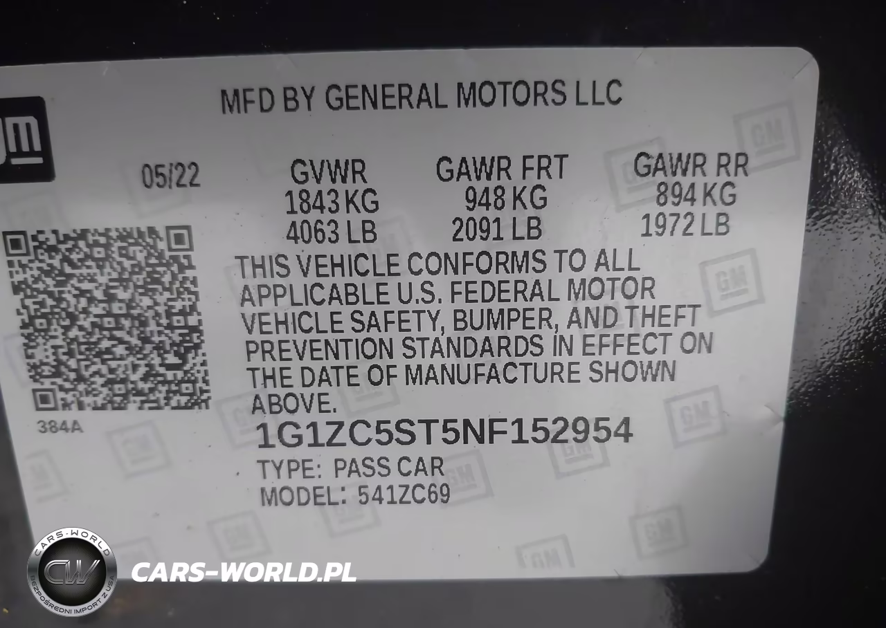 2022 Chevrolet Malibu Fwd 1Fl VIN:1G1ZC5ST5NF152954 - 9