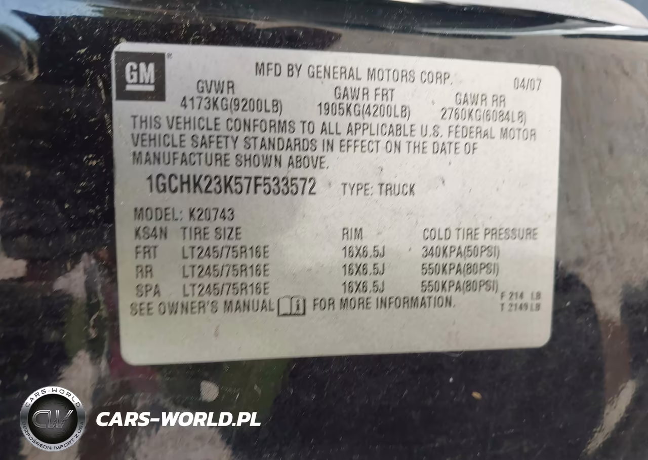 2007 Chevrolet Silverado 2500Hd Lt1 VIN:1GCHK23K57F533572 - 9