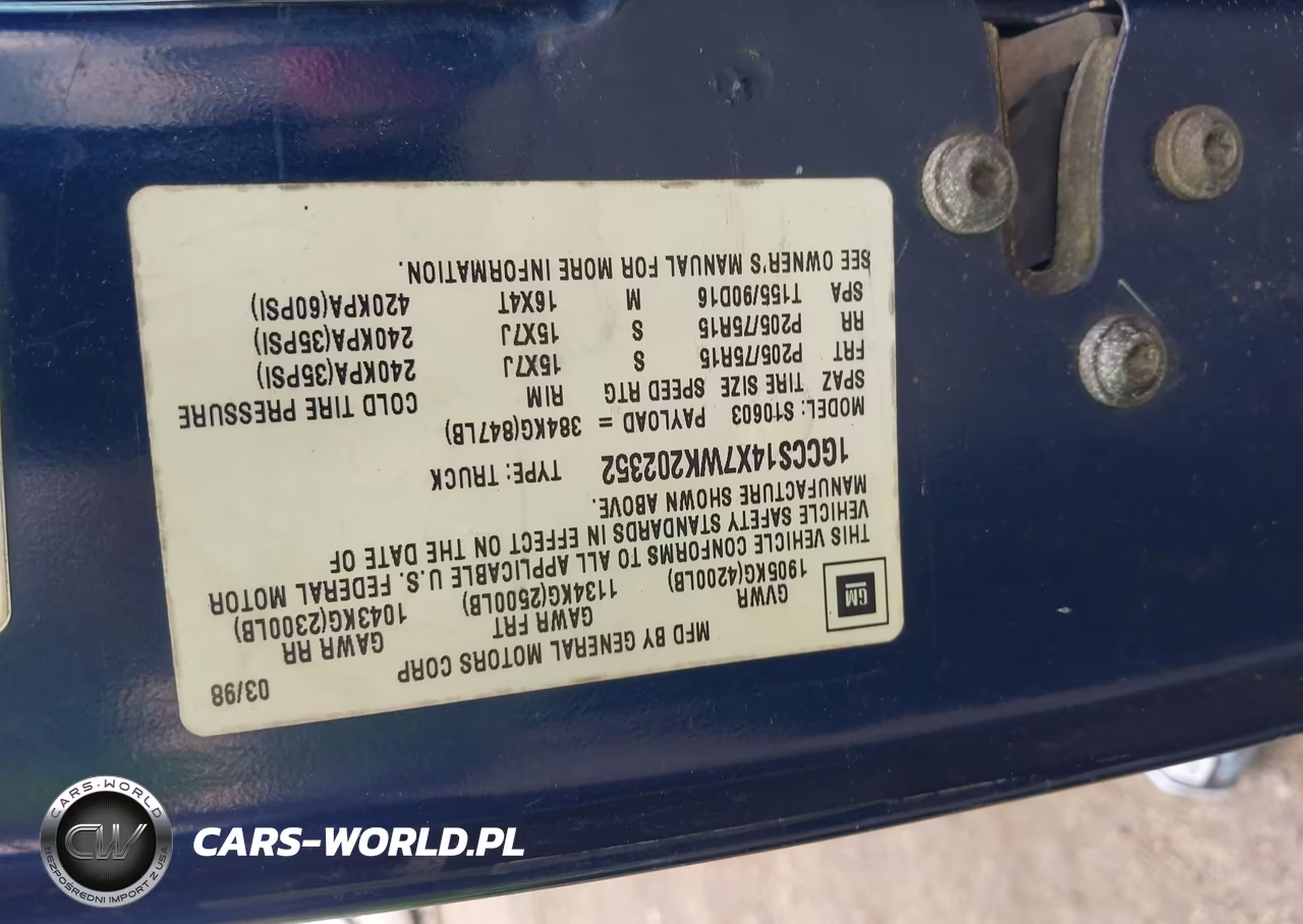 1998 Chevrolet S-10 Ls VIN:1GCCS14X7WK202352 - 9