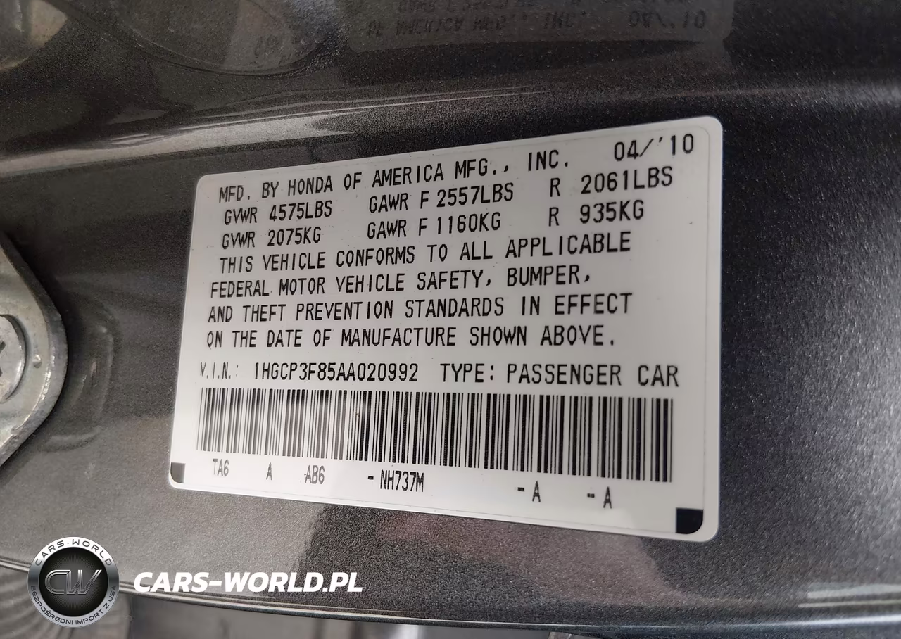 2010 Honda Accord 3.5 Ex-L VIN:1HGCP3F85AA020992 - 9