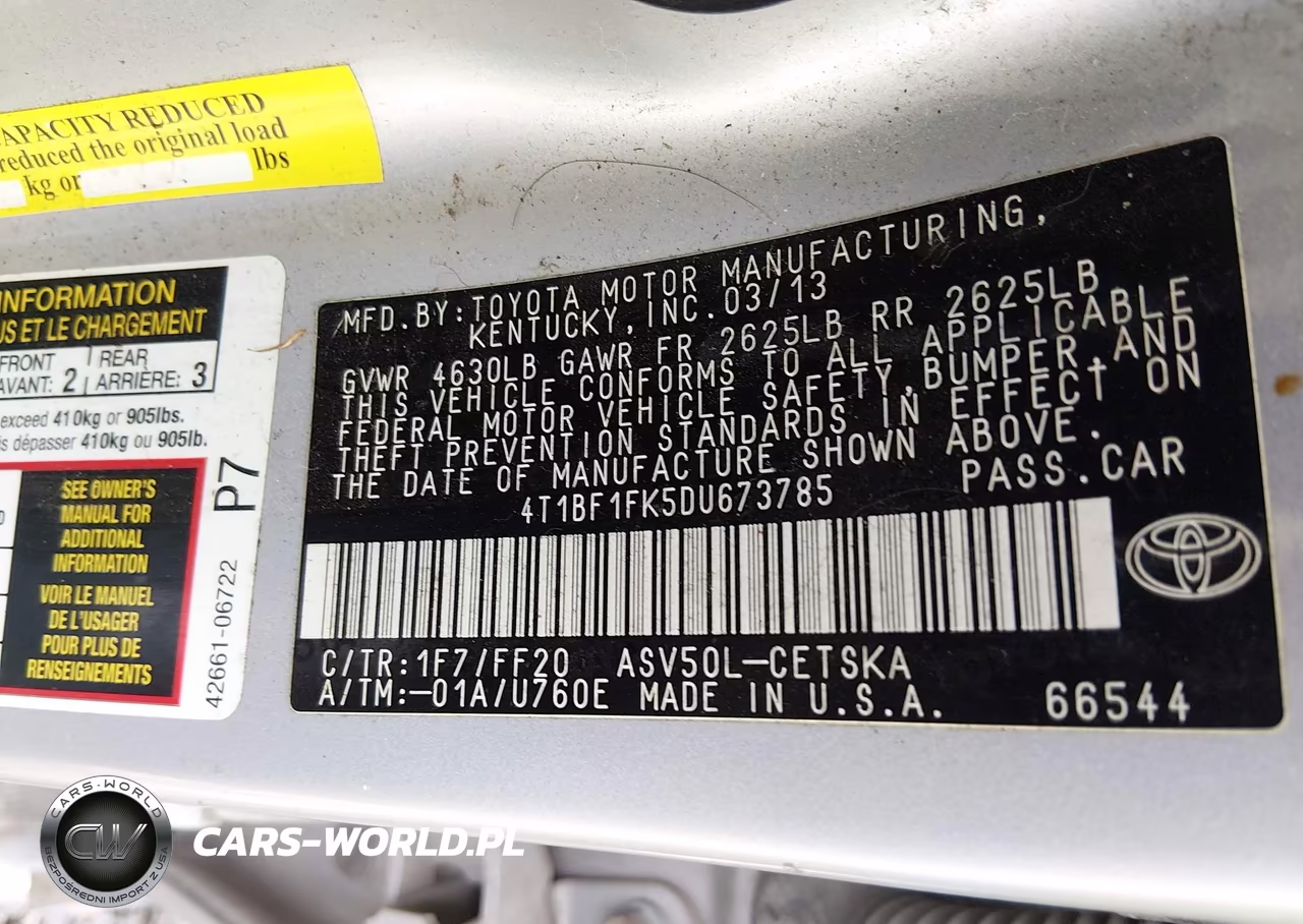 2013 Toyota Camry Se VIN:4T1BF1FK5DU673785 - 9