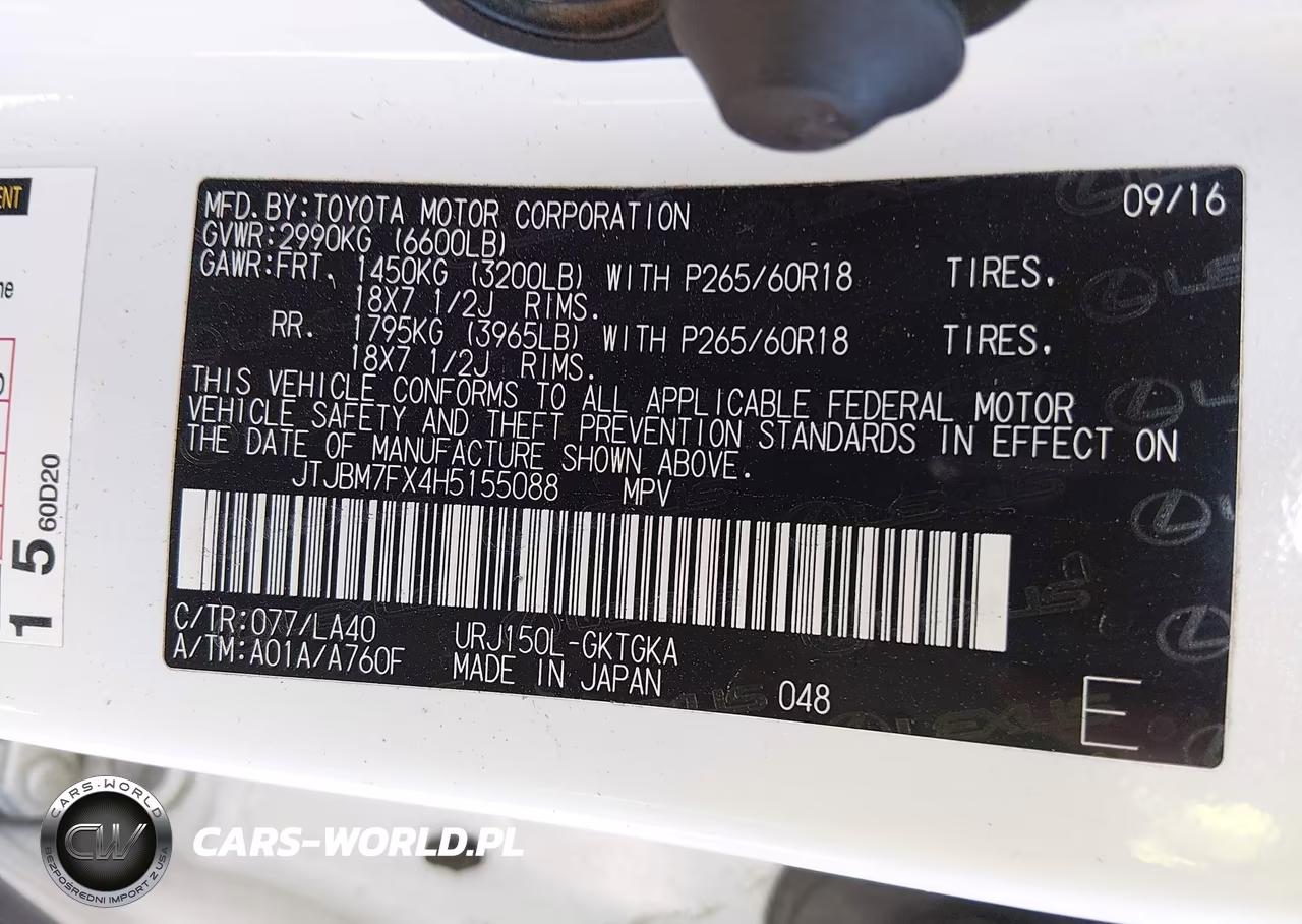 2017 Lexus Gx 460 VIN:JTJBM7FX4H5155088 - 9