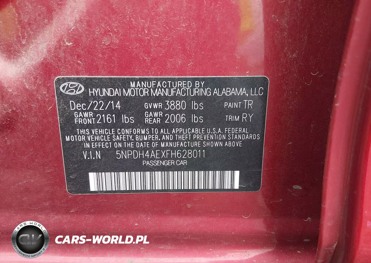 2015 Hyundai Elantra Limited VIN:5NPDH4AEXFH628011 - 9