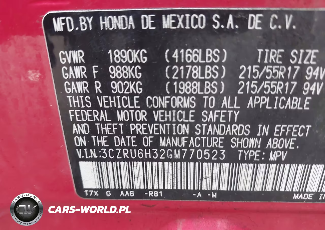2016 Honda Hr-V Lx VIN:3CZRU6H32GM770523 - 9