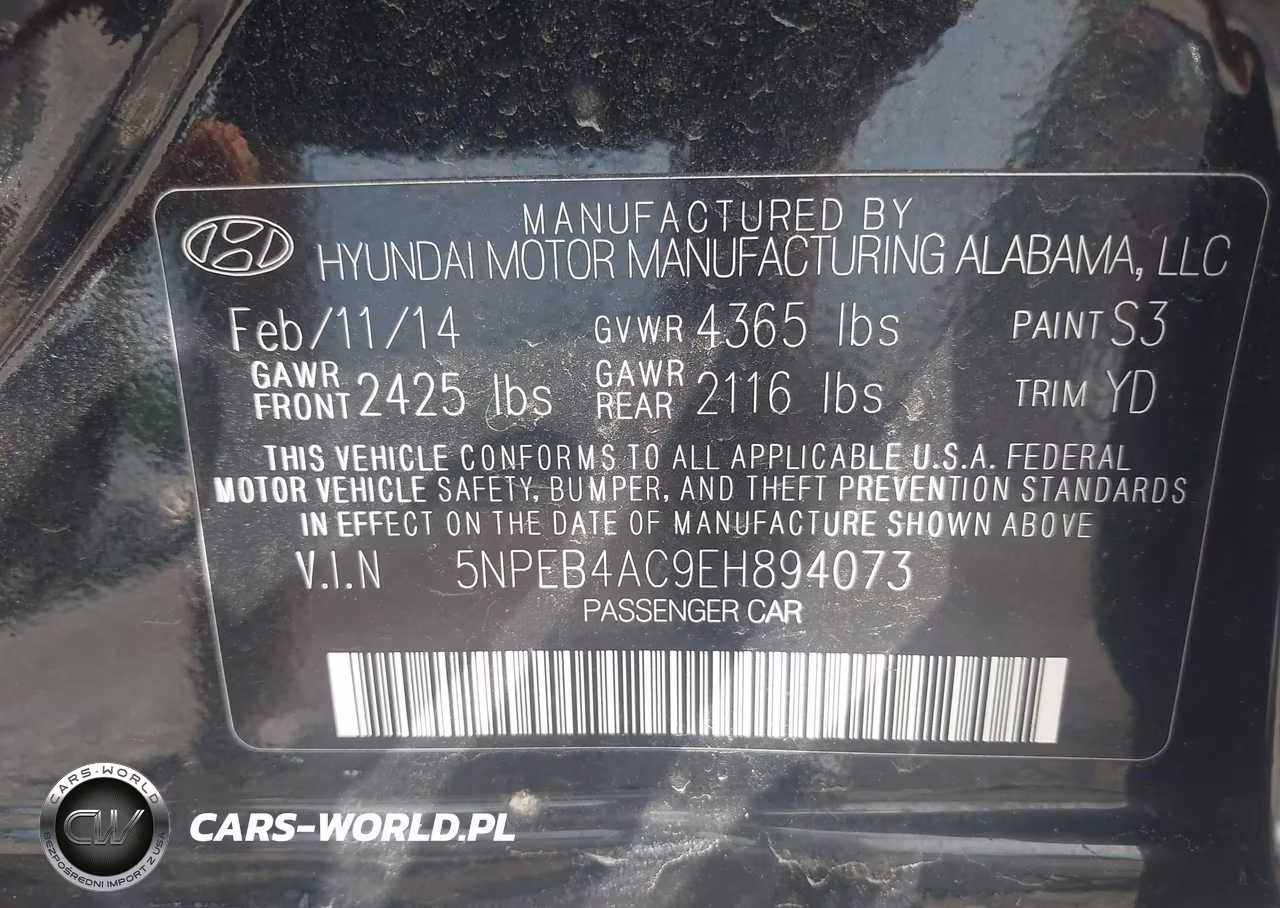 2014 Hyundai Sonata Gls VIN:5NPEB4AC9EH894073 - 9