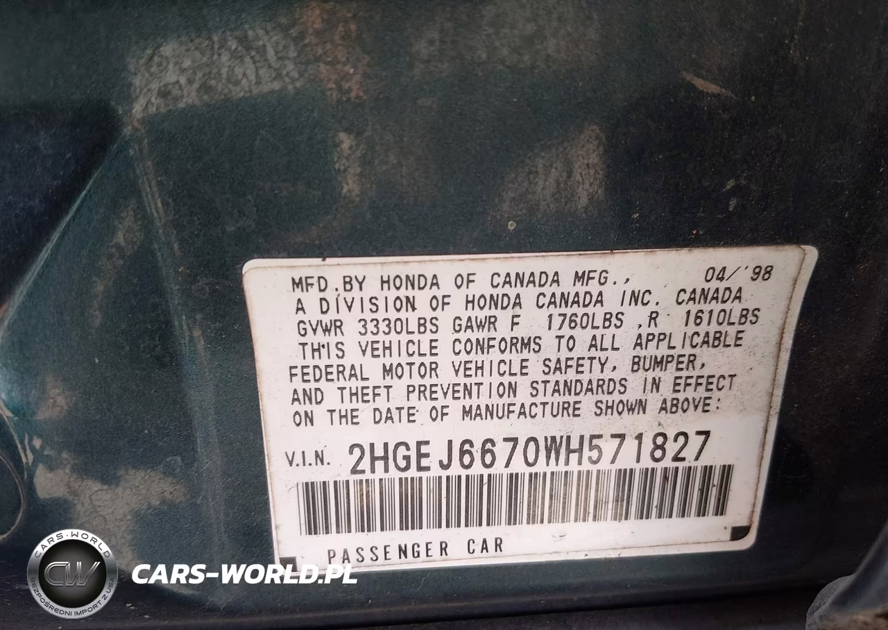 1998 Honda Civic Lx VIN:2HGEJ6670WH571827 - 9