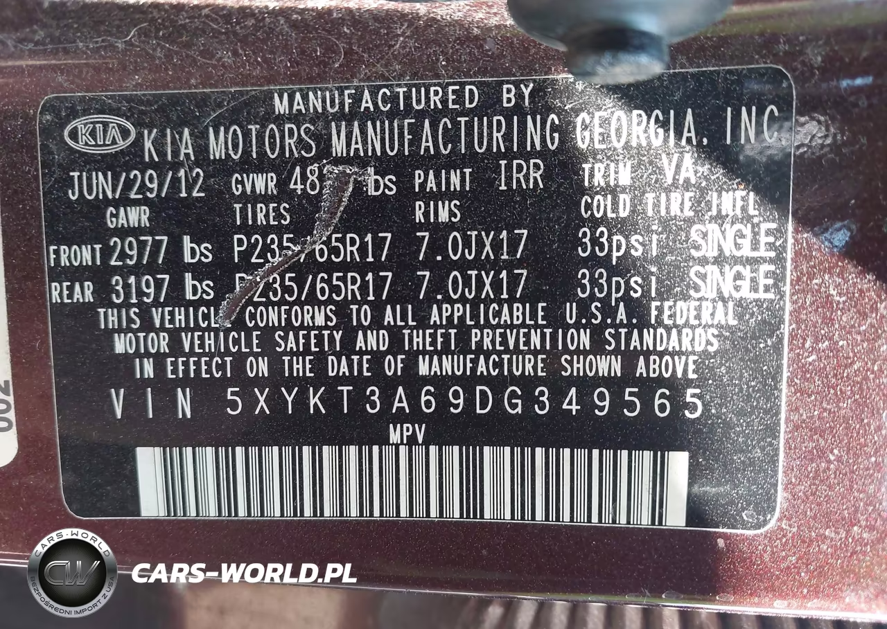 2013 Kia Sorento Lx VIN:5XYKT3A69DG349565 - 9